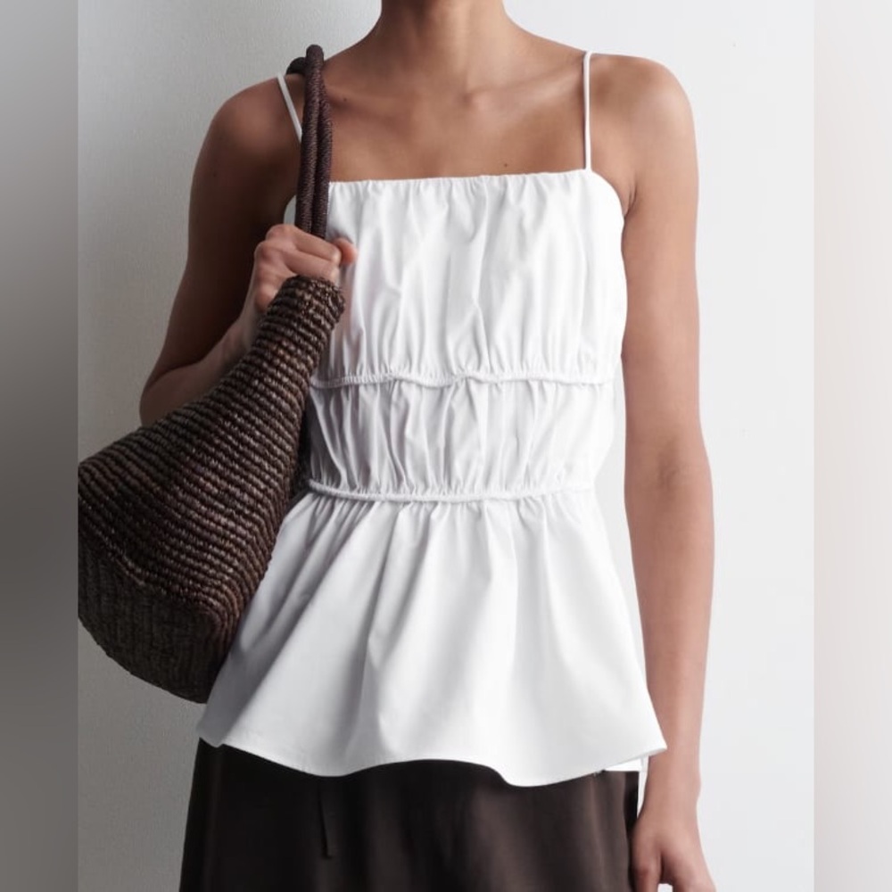 Cos Gathered Cotton Peplum Top Size 4